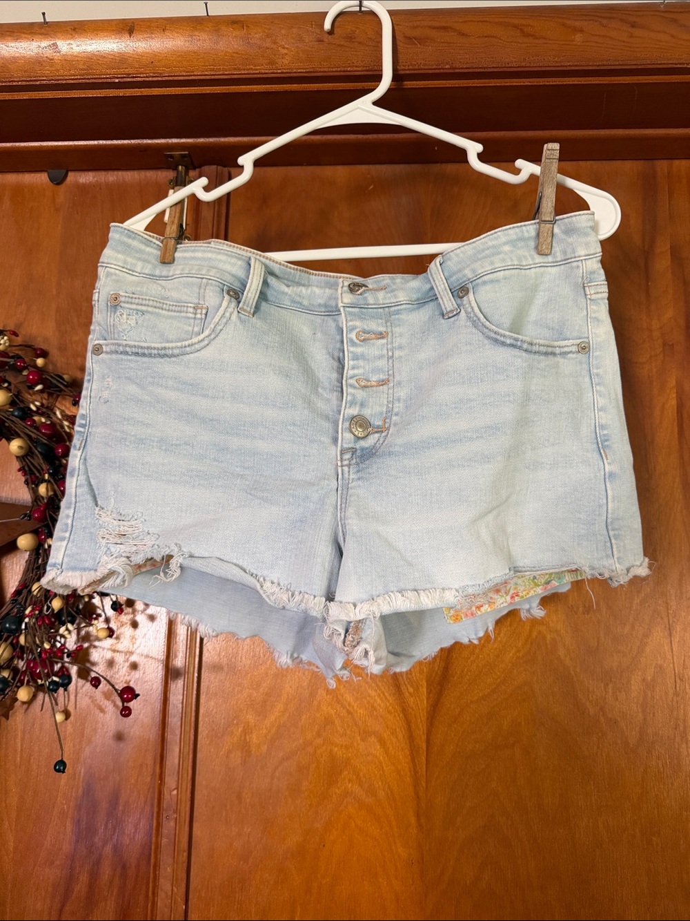 Light Wash Distressed Women’s Denim Shorts next level stretch